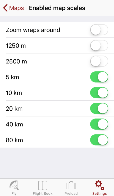 Map Scales settings