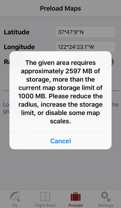 Preload warning